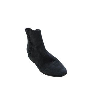 Footnotes Womens Side Zip Block Heel Suede Ankle Boots Navy Size 7.5